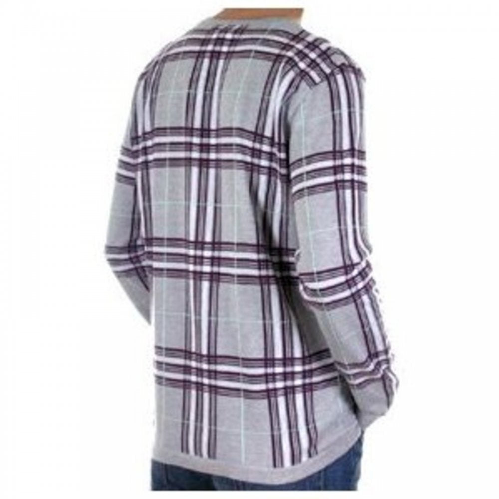 Light Grey Fine Knitwear with Black, White and Red Checks
