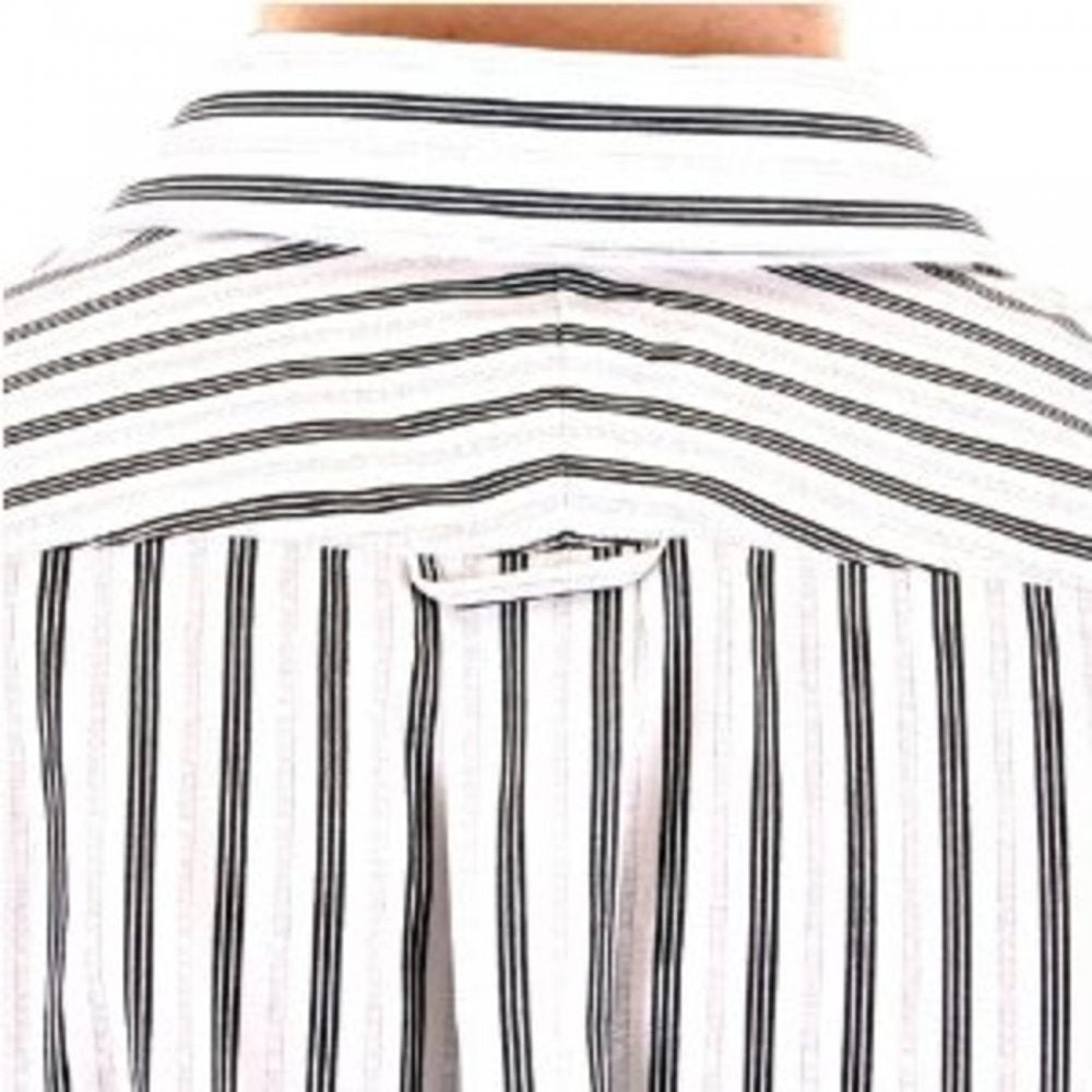 White with Black and Grey Stripes Short Sleeved Regular Fit Shirt