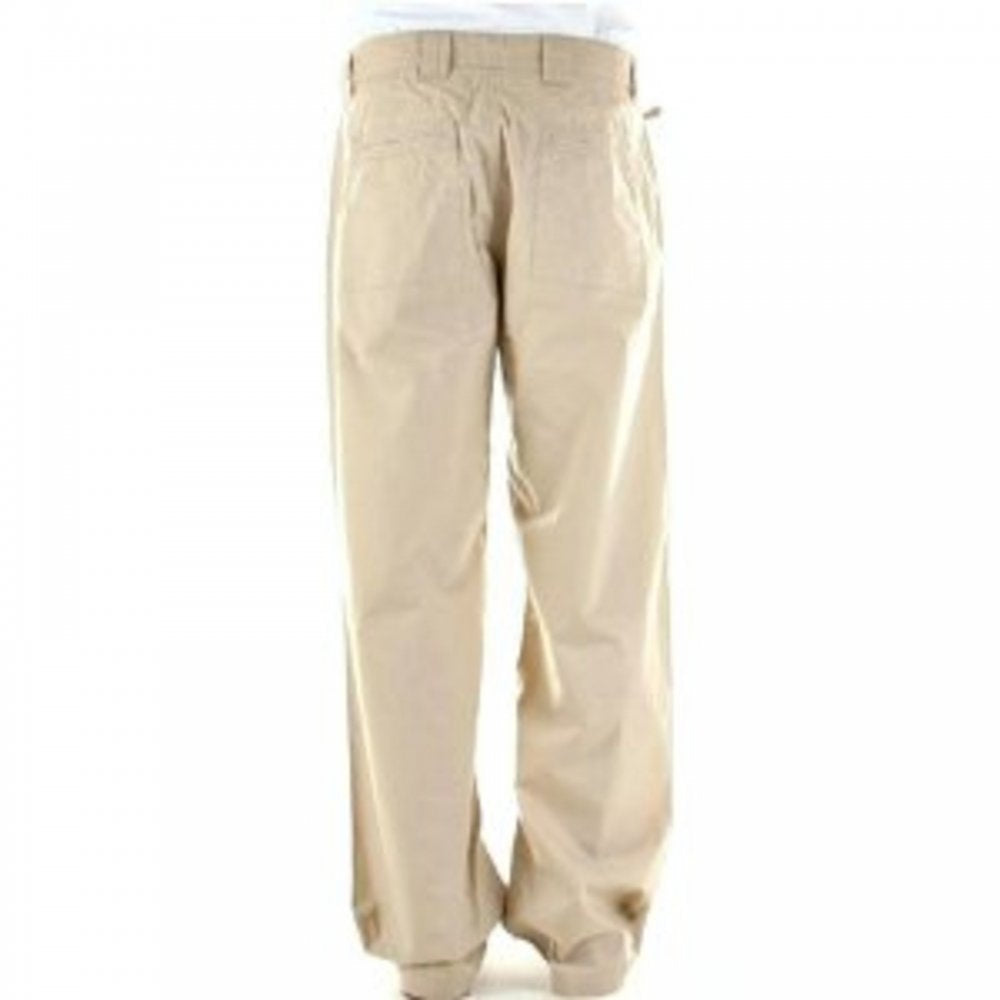 Beige Regular Fit Straight Leg Utility Cotton Trousers
