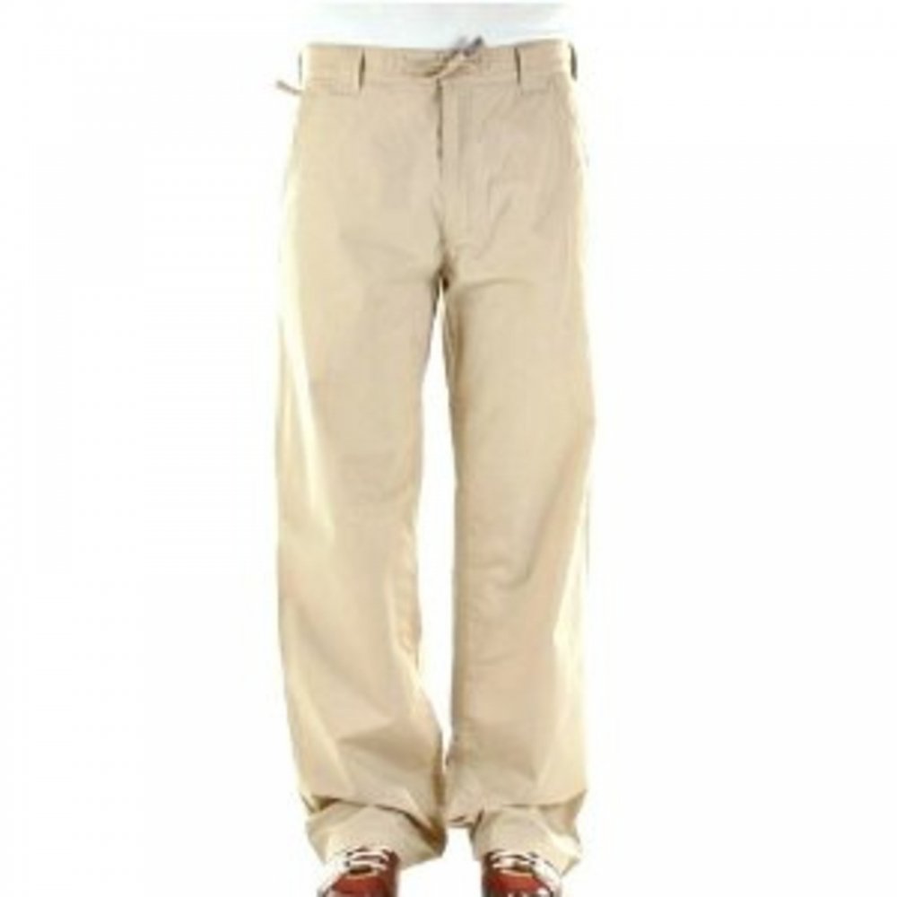 Beige Regular Fit Straight Leg Utility Cotton Trousers