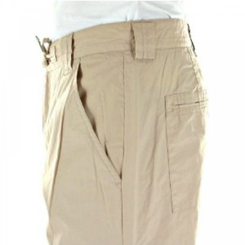 Beige Regular Fit Straight Leg Utility Cotton Trousers