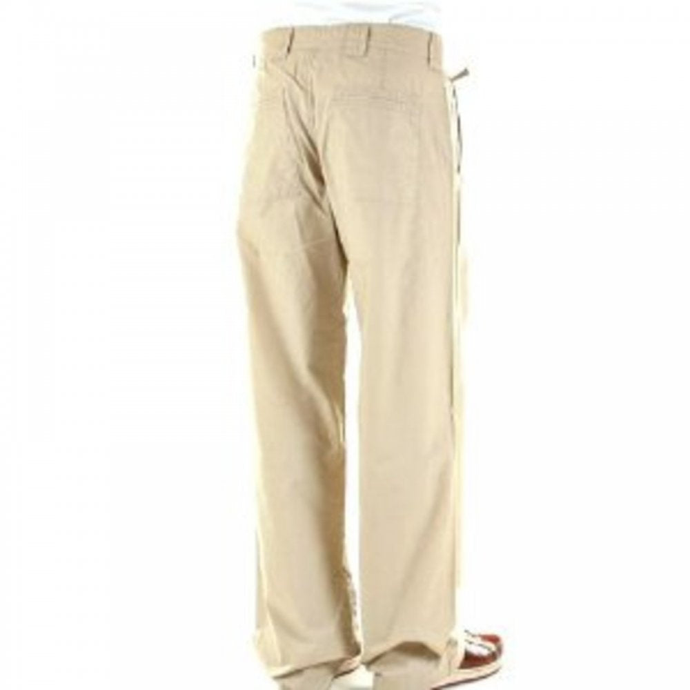 Beige Regular Fit Straight Leg Utility Cotton Trousers