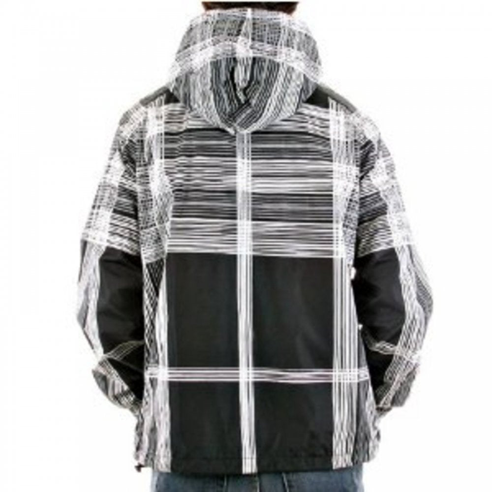 Hooded Navy Printed Grey/White Striped Jacket