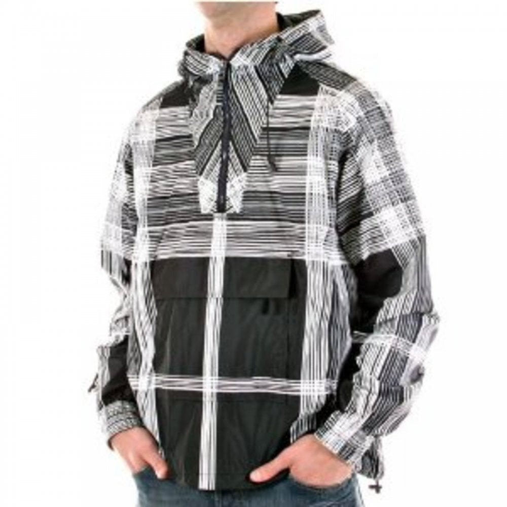 Hooded Navy Printed Grey/White Striped Jacket