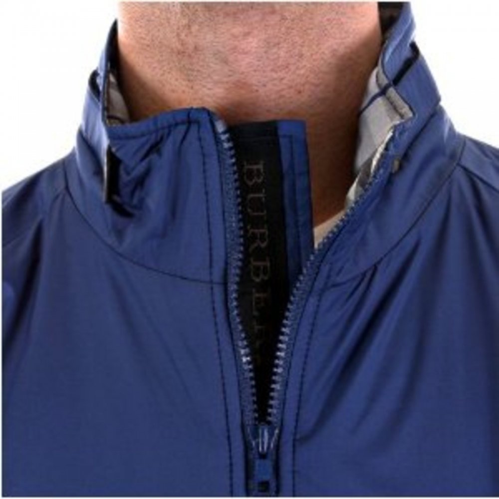Regular Fit Two-Way Zipped Blue Jacket