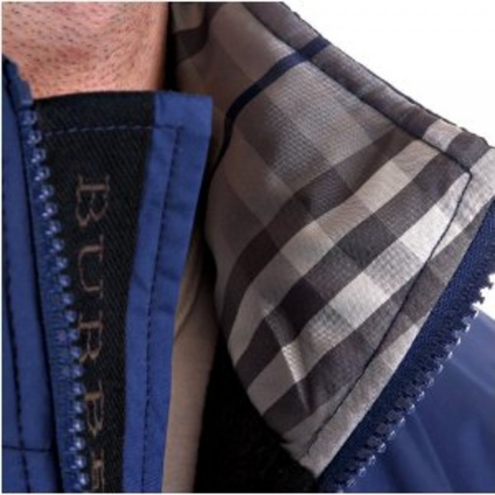 Regular Fit Two-Way Zipped Blue Jacket