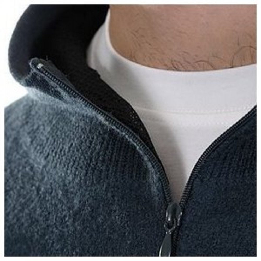 Oil Blue, Regular Fit, Two Way Zip, High Neck, Hooded Knitwear