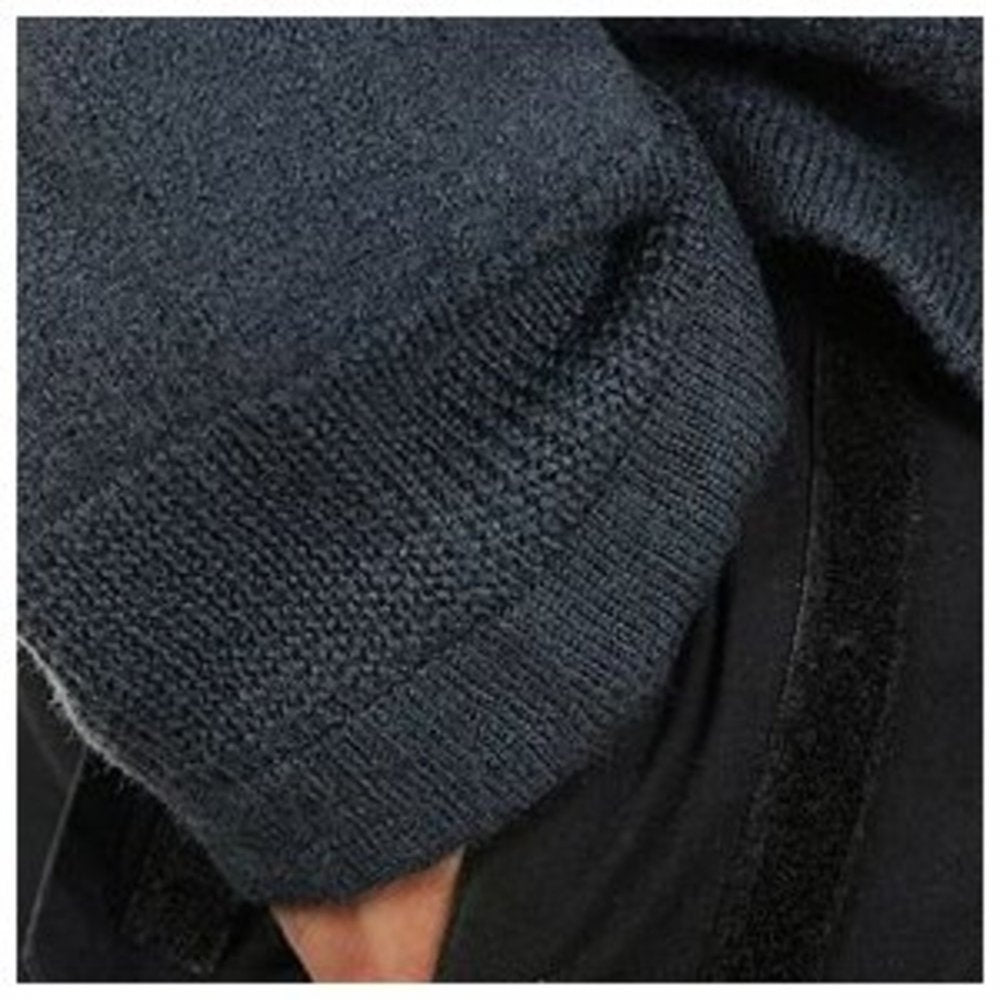 Oil Blue, Regular Fit, Two Way Zip, High Neck, Hooded Knitwear