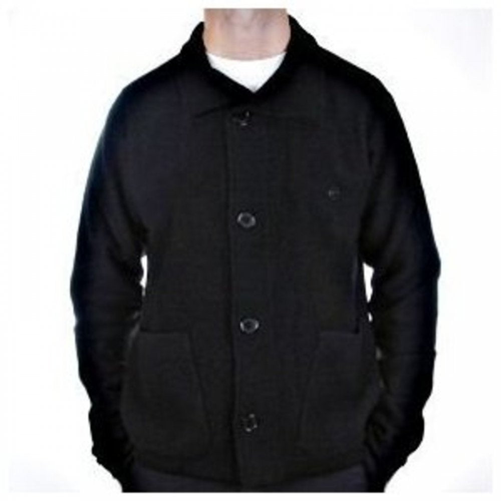 Black, Regular Fit, Button through High Neck, Knitted Cardigan Jacket