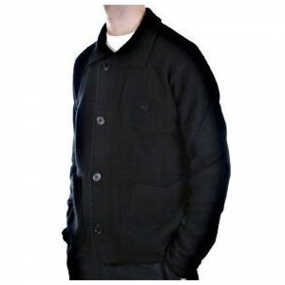 Black, Regular Fit, Button through High Neck, Knitted Cardigan Jacket
