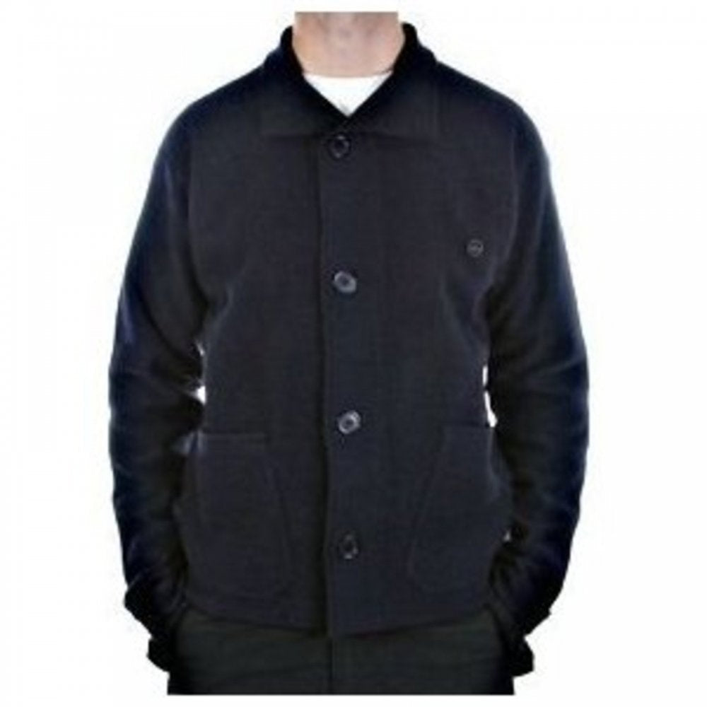 Navy Regular Fit Button through High Neck Knitted Cardigan Jacket
