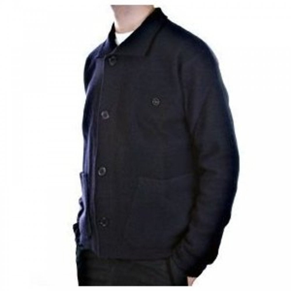 Navy Regular Fit Button through High Neck Knitted Cardigan Jacket
