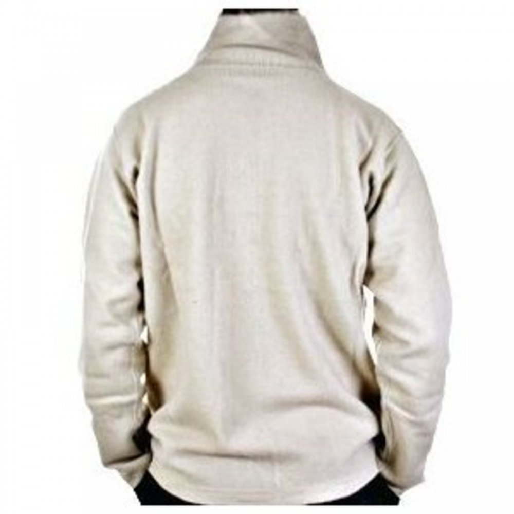 Ecru Ribbed Zip Neck Half Roll Knitwear Sweater