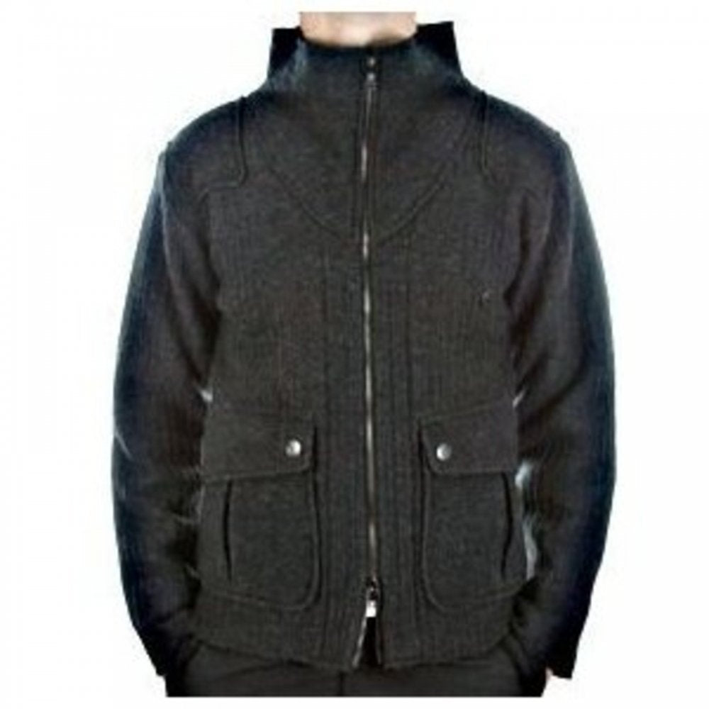 Melange grey Zip through Knitted jacket