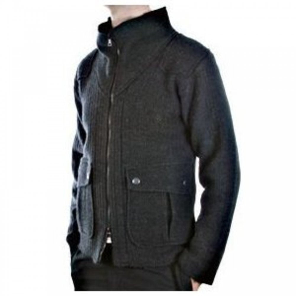 Melange grey Zip through Knitted jacket