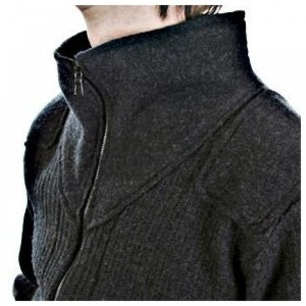 Melange grey Zip through Knitted jacket
