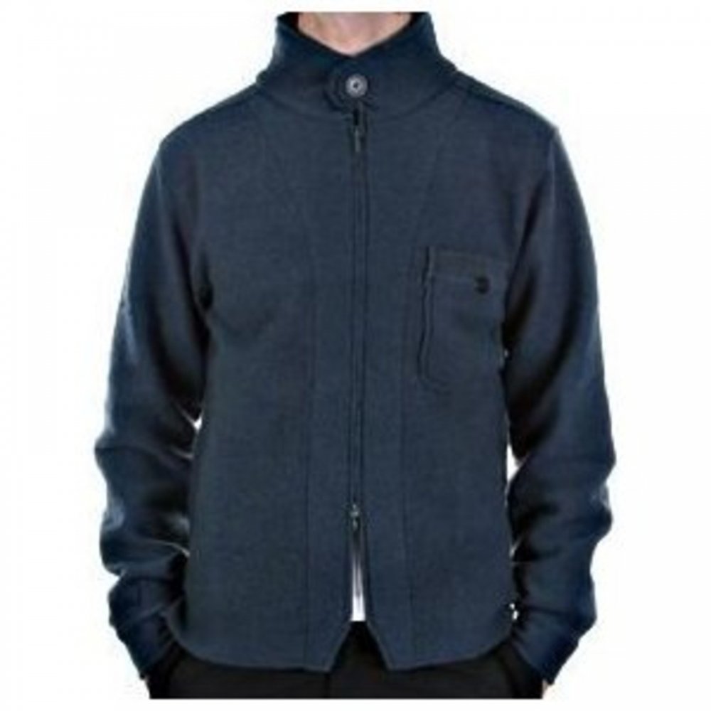 Oil Blue Regular Fit Zip through Long Sleeve Knitted Jacket