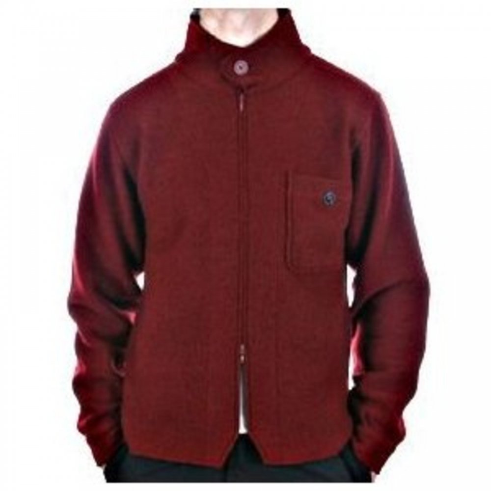Red Zip through Long Sleeve Knitted Jacket