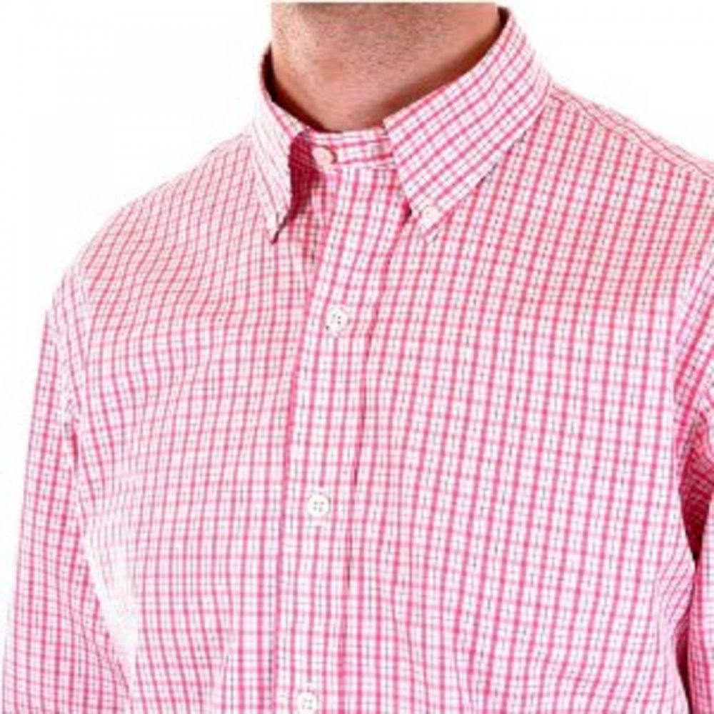 Regular Fit Long Sleeve Pink/White Check Shirt