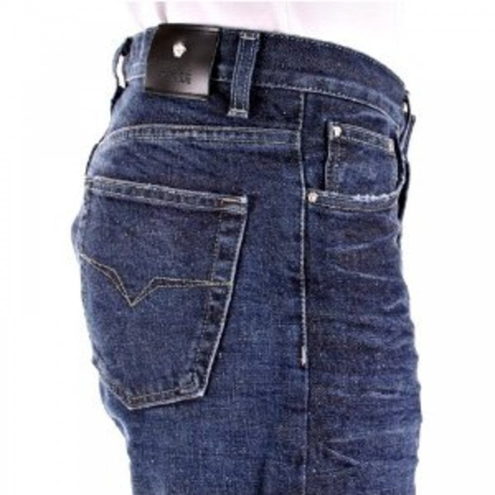 Indigo Blue Classic Fit Straight Leg Denim Jeans