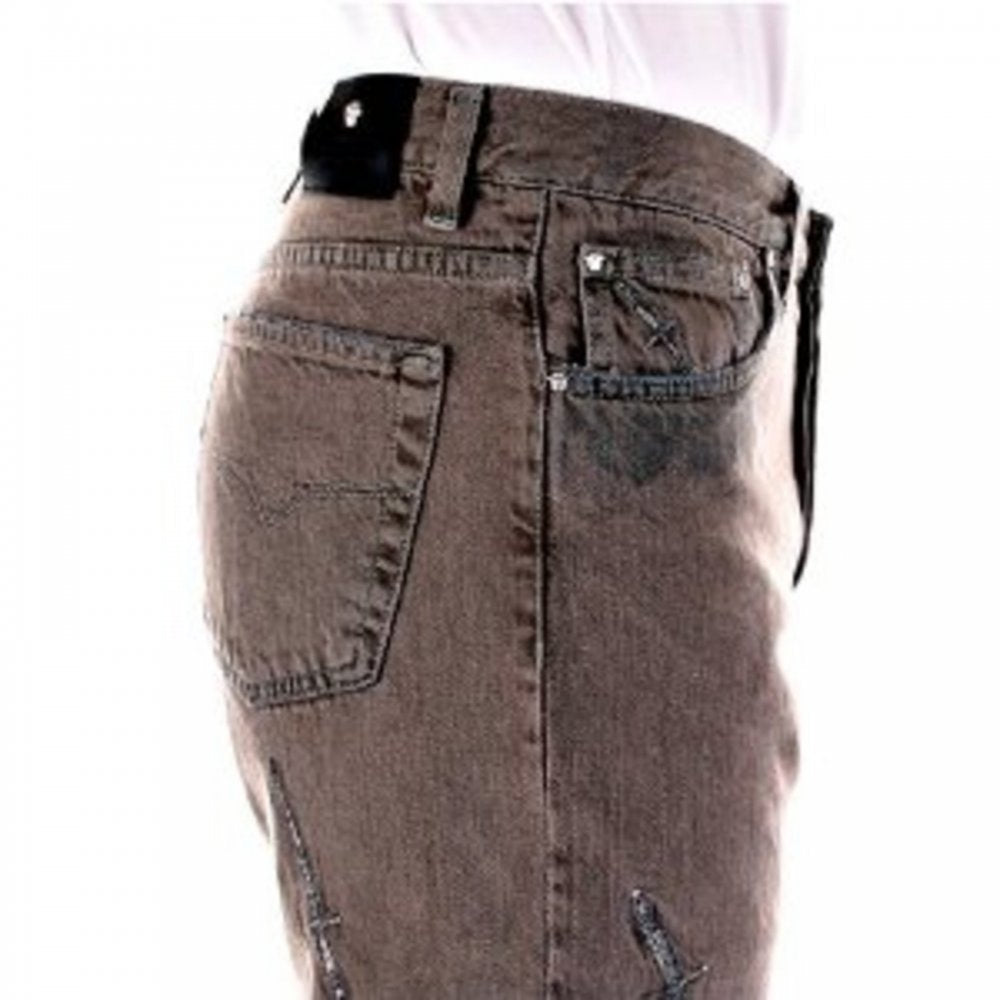 Washed Taupe, Slim Fit, Distressed Denim Jeans