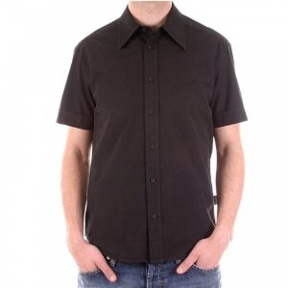 Washed Black Short Sleeve Fitted Shirt