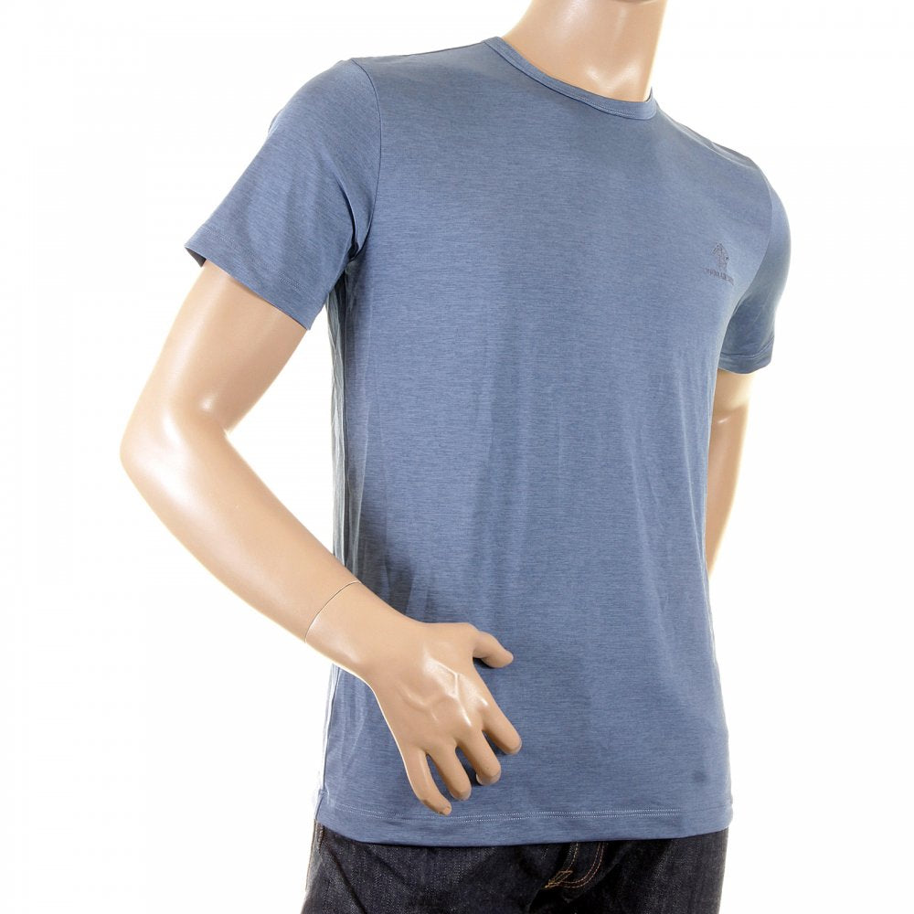 Pale Blue Short Sleeve Regular Fit Stretch Crew Neck T-Shirt