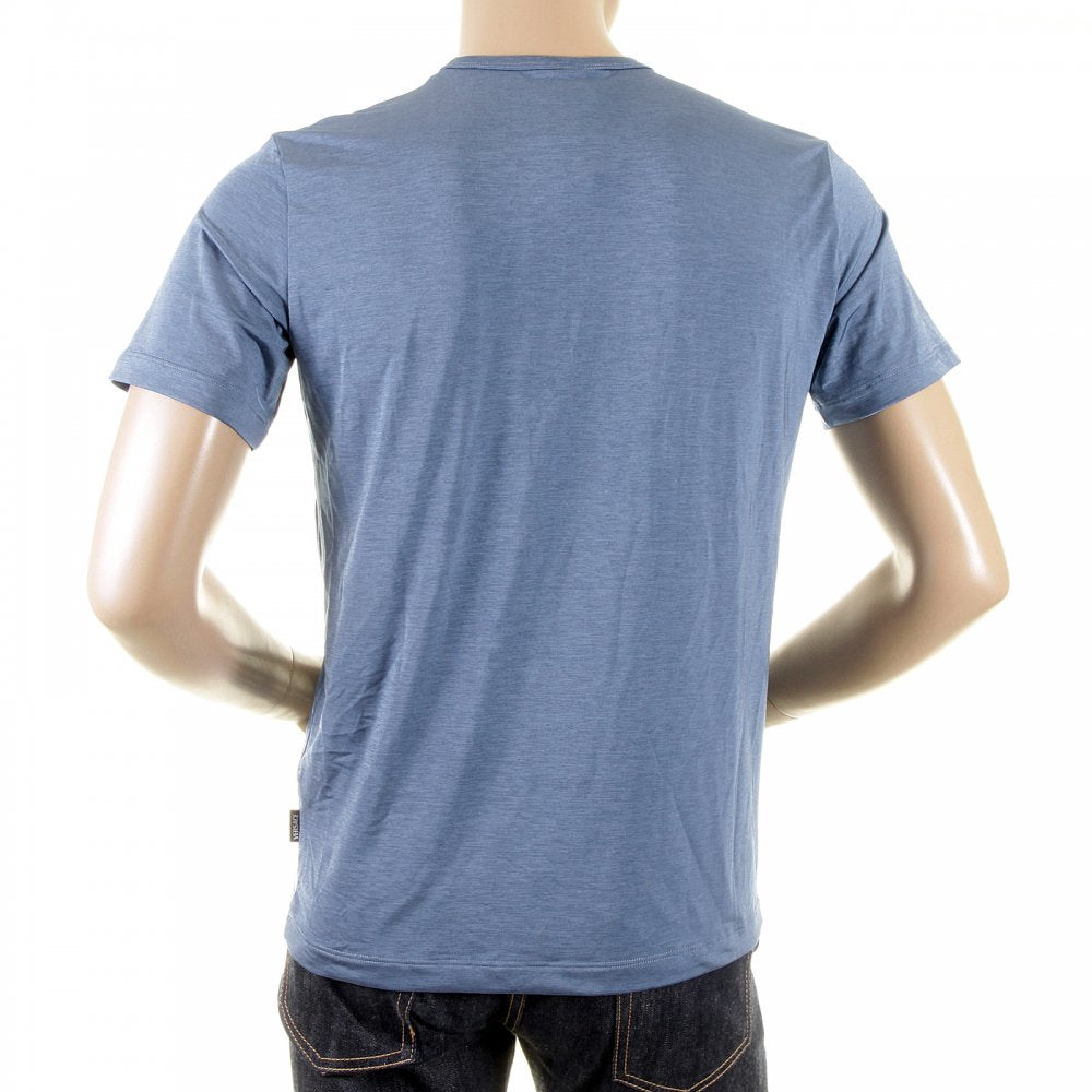 Pale Blue Short Sleeve Regular Fit Stretch Crew Neck T-Shirt