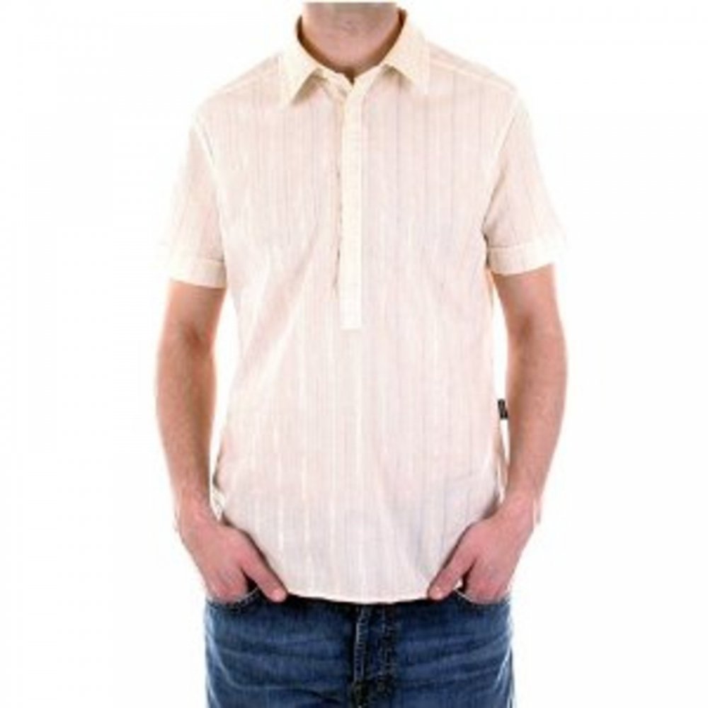 Couture Woven Striped Short Sleeved Fitted Shirt