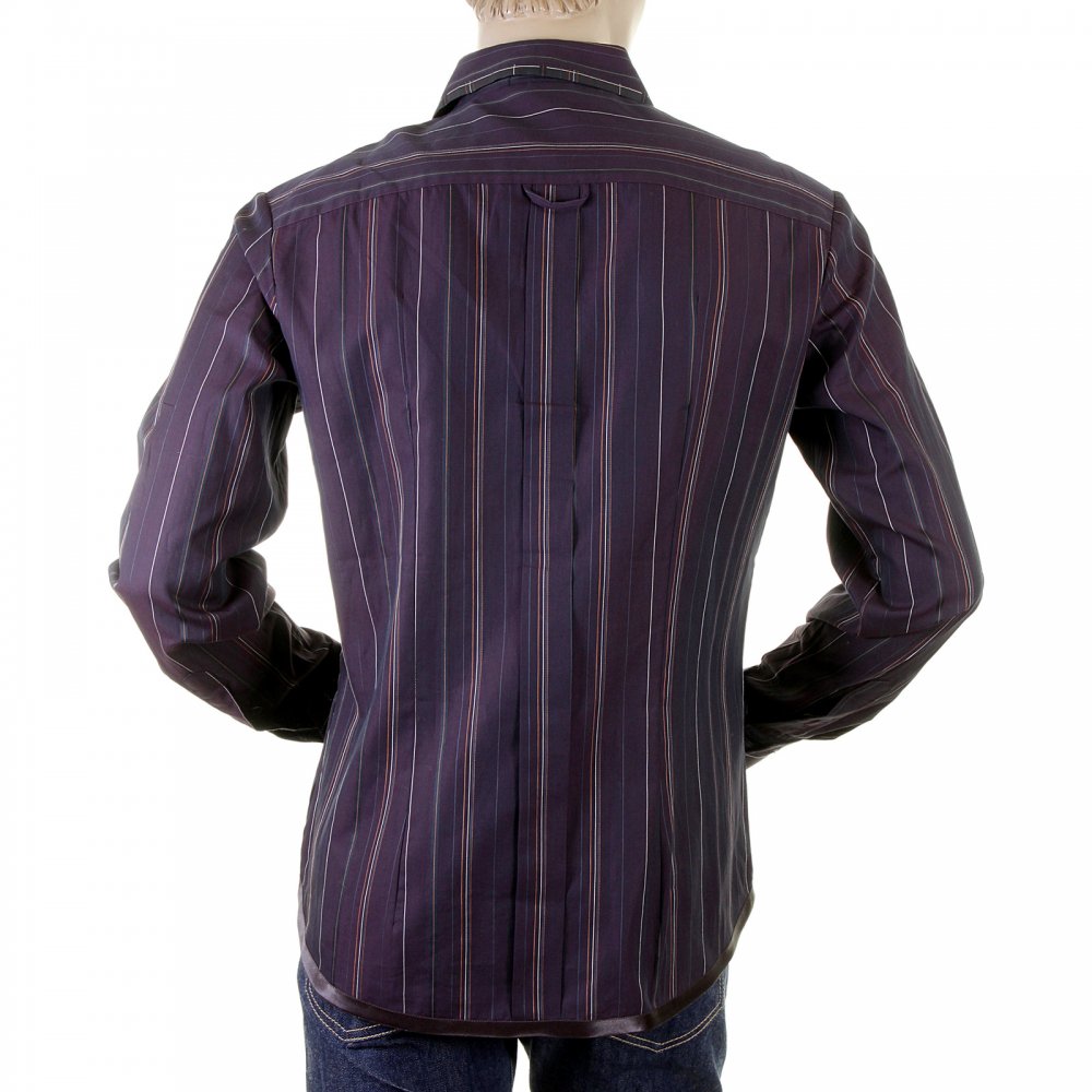Aubergine Striped Fitted Long Sleeve Shirt