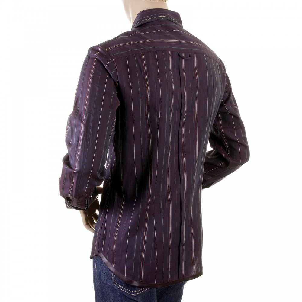 Aubergine Striped Fitted Long Sleeve Shirt