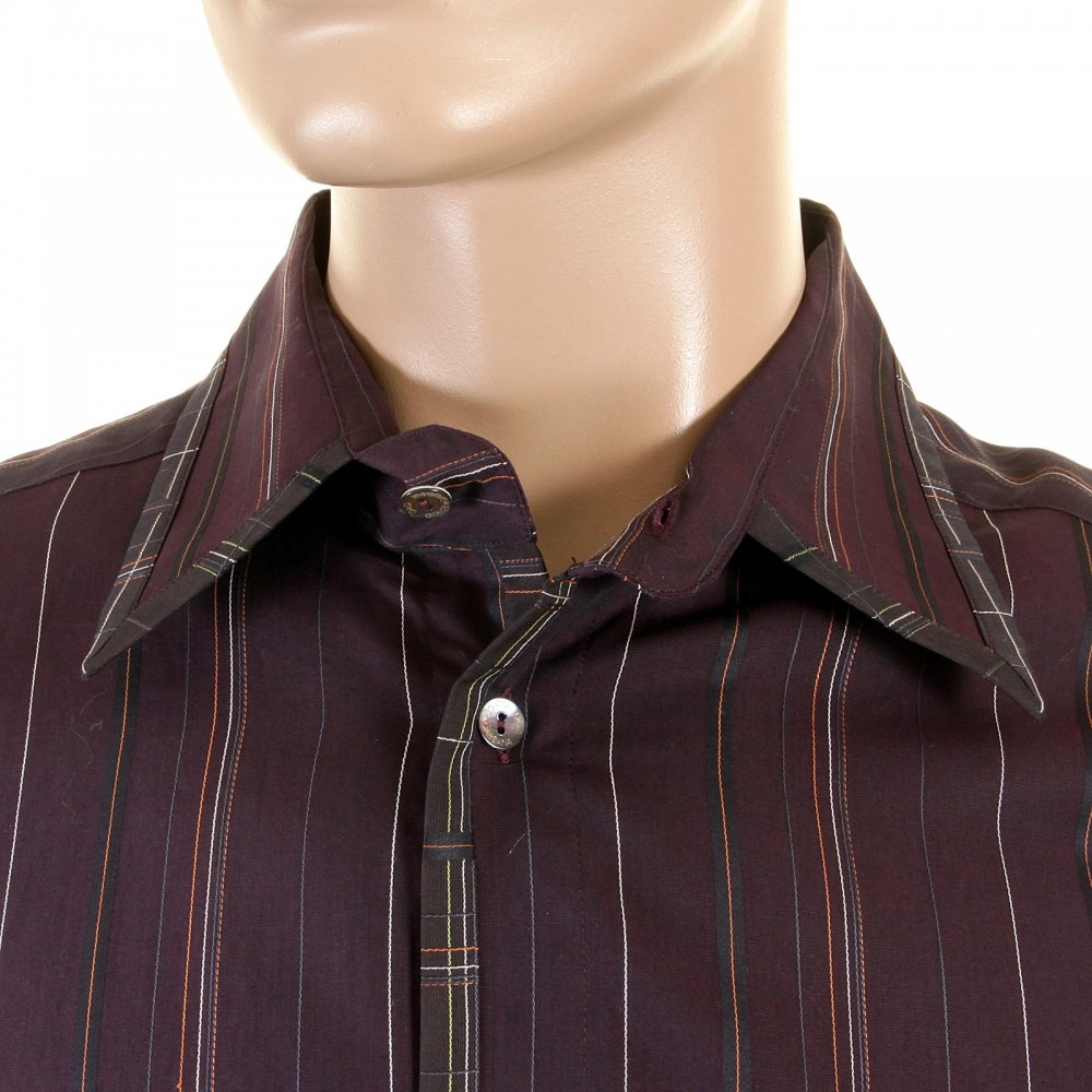Aubergine Striped Fitted Long Sleeve Shirt