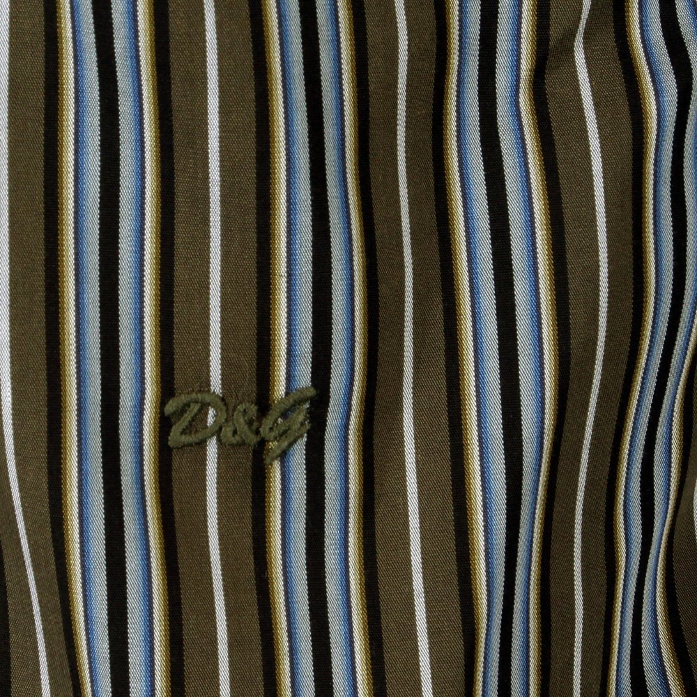 Olive/Blue/Black Striped Fitted Long Sleeve Shirt