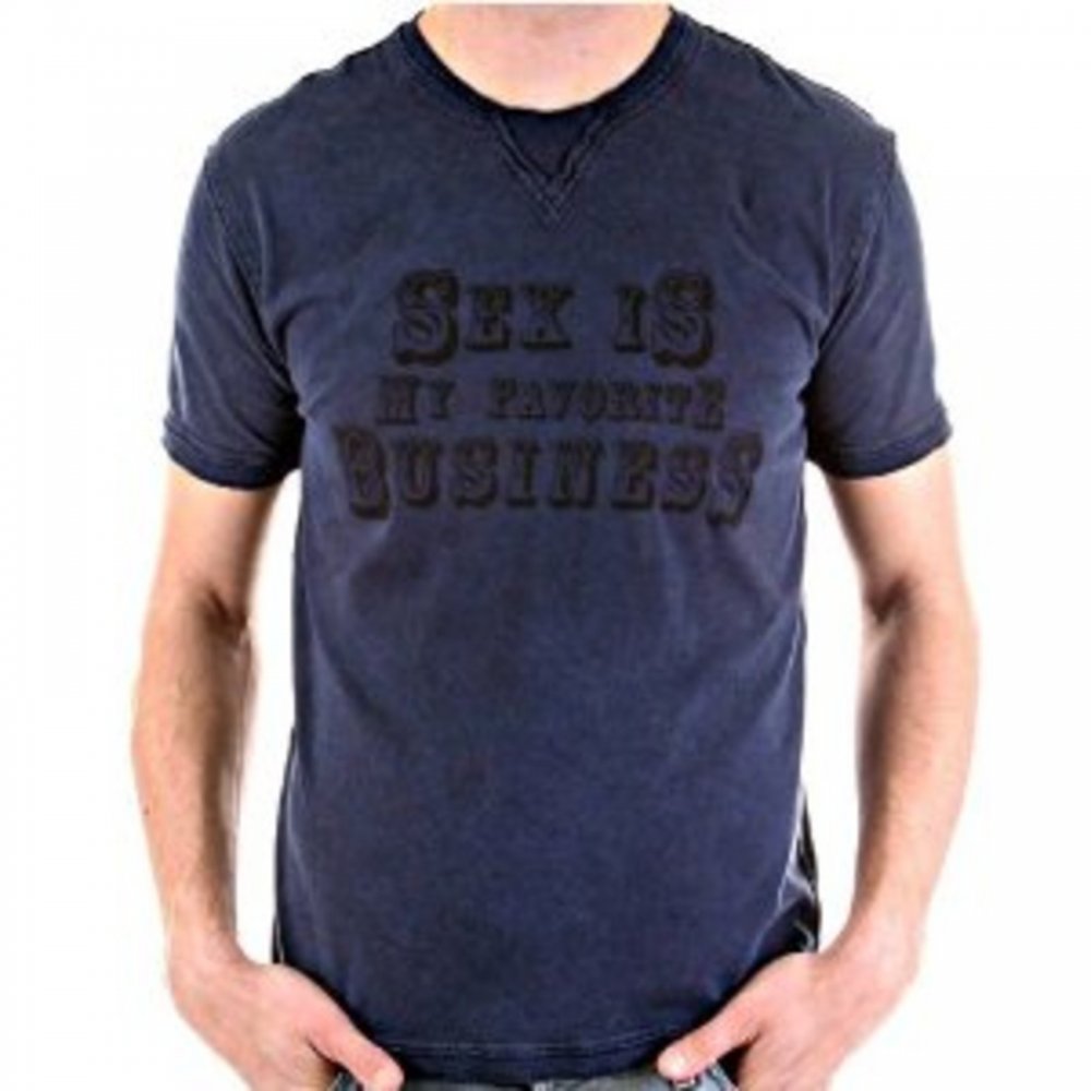 Washed Navy Blue Short Sleeve T Shirt