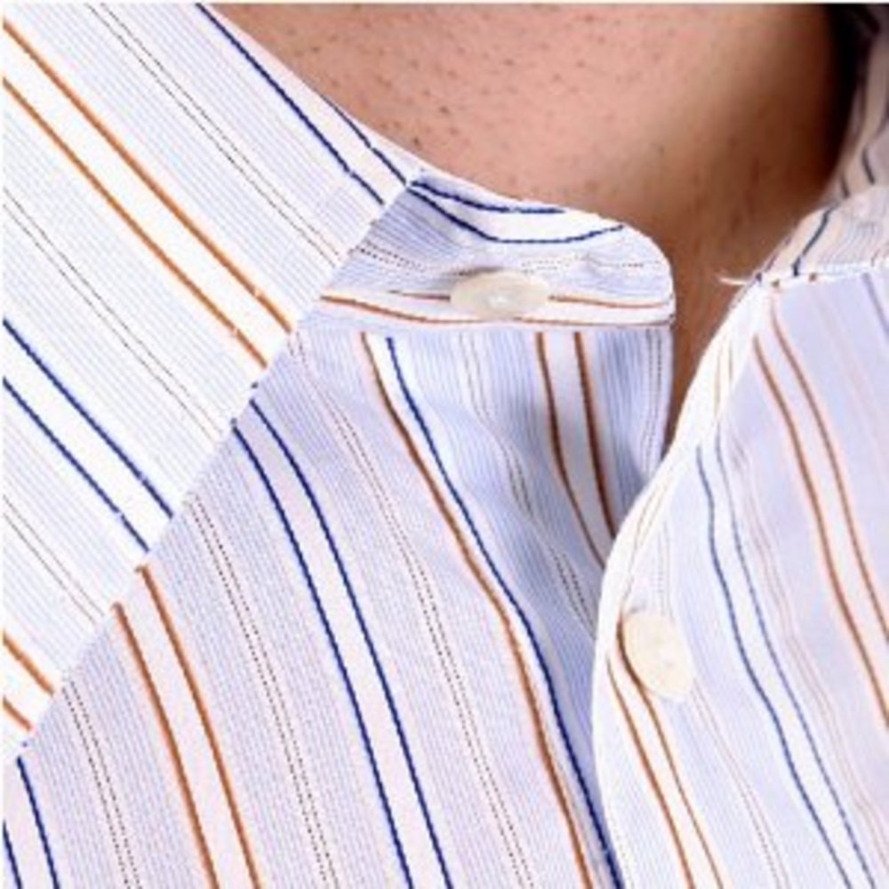 Blue Multi Stripe Long Sleeve Fitted Shirt