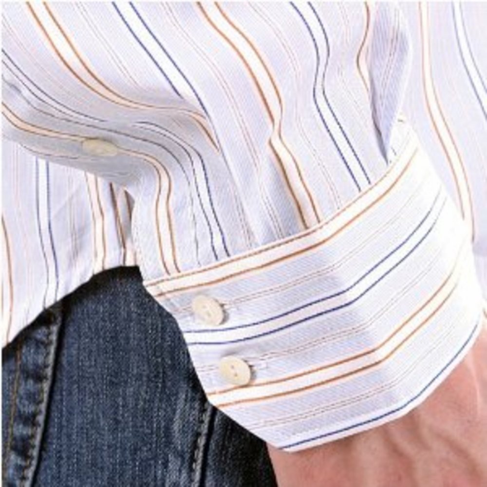 Blue Multi Stripe Long Sleeve Fitted Shirt
