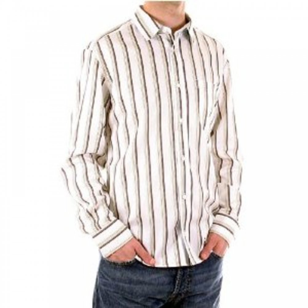 White Long Sleeve Striped Fitted Shirt