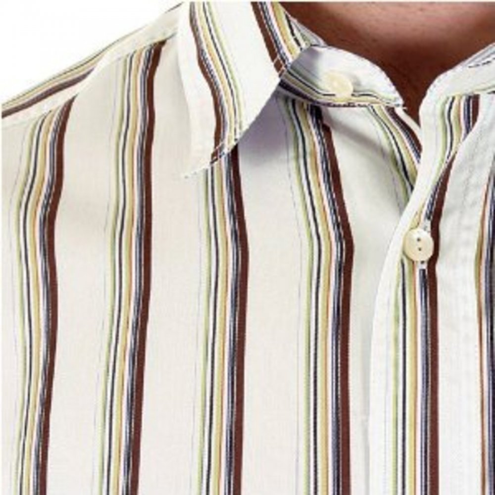 White Long Sleeve Striped Fitted Shirt