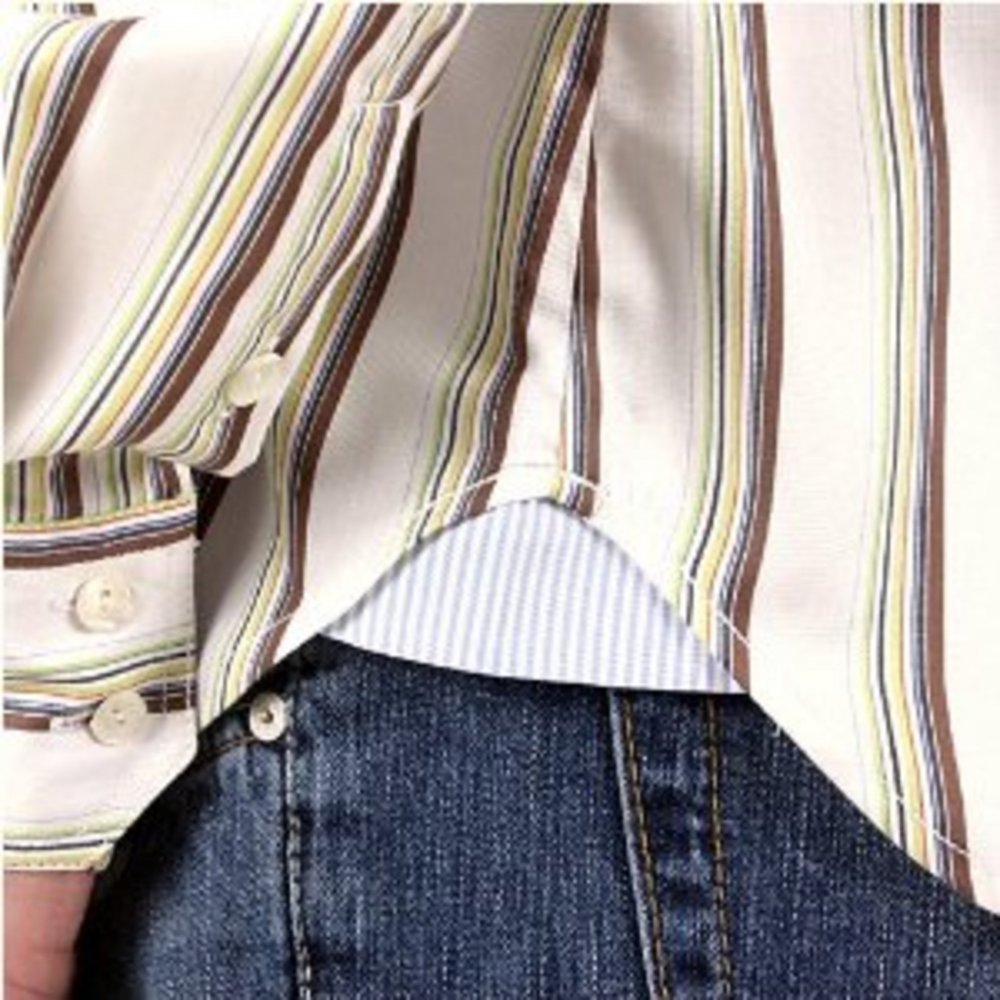 White Long Sleeve Striped Fitted Shirt