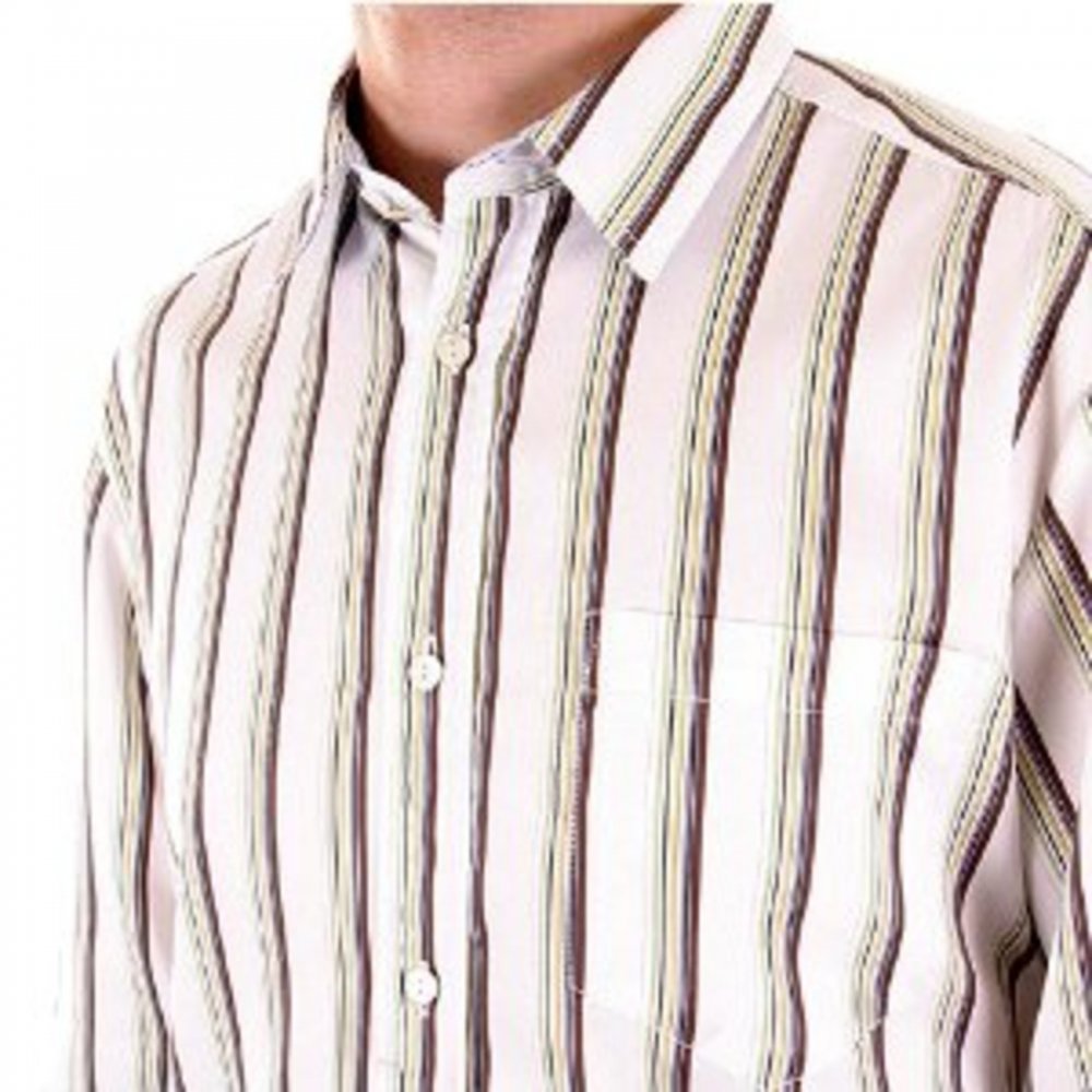 White Long Sleeve Striped Fitted Shirt