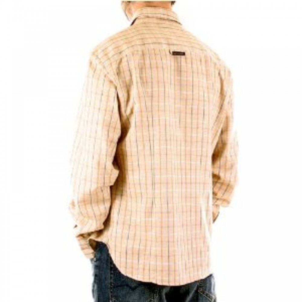 Beige Long Sleeve Checked Fitted Shirt