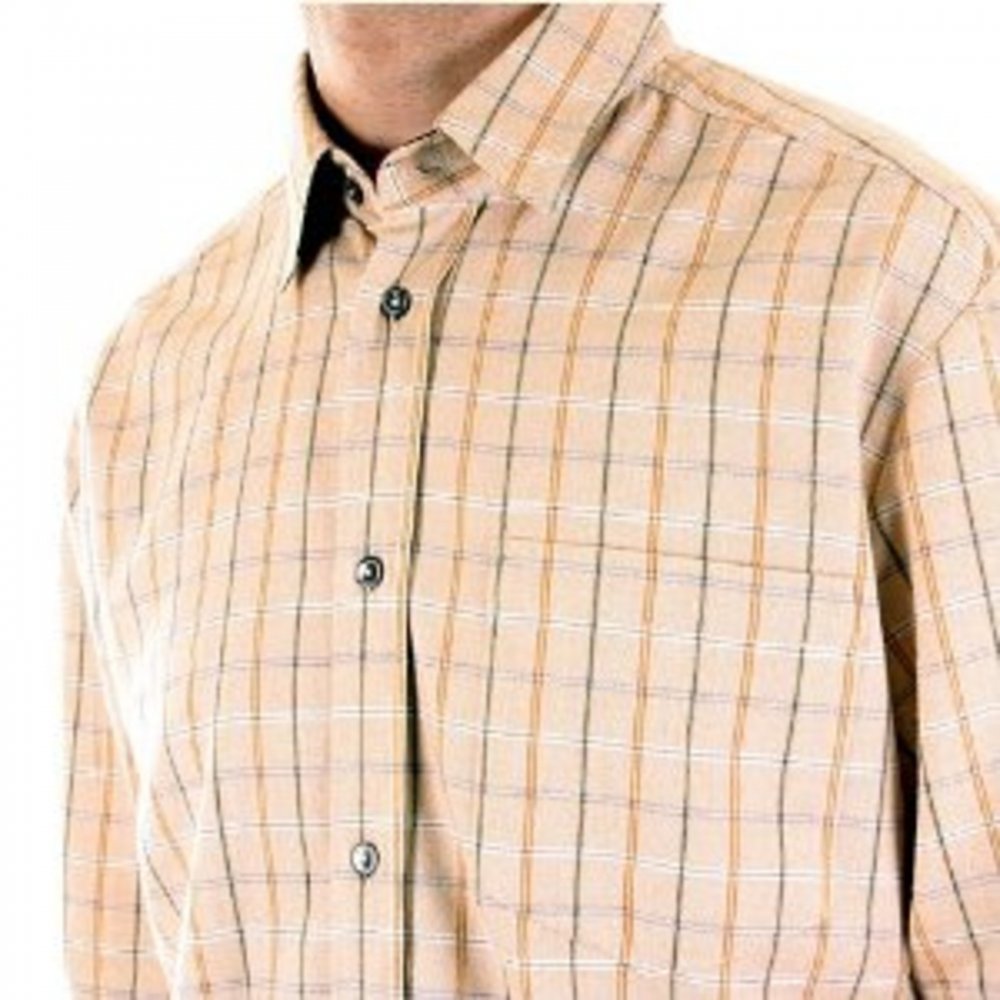 Beige Long Sleeve Checked Fitted Shirt