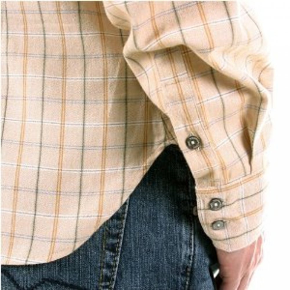 Beige Long Sleeve Checked Fitted Shirt