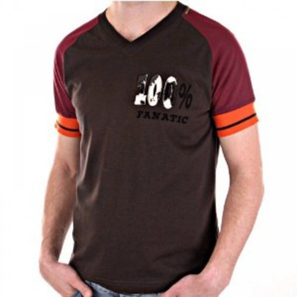 Brown Short Sleeve V Neck Slim Fit T-Shirt