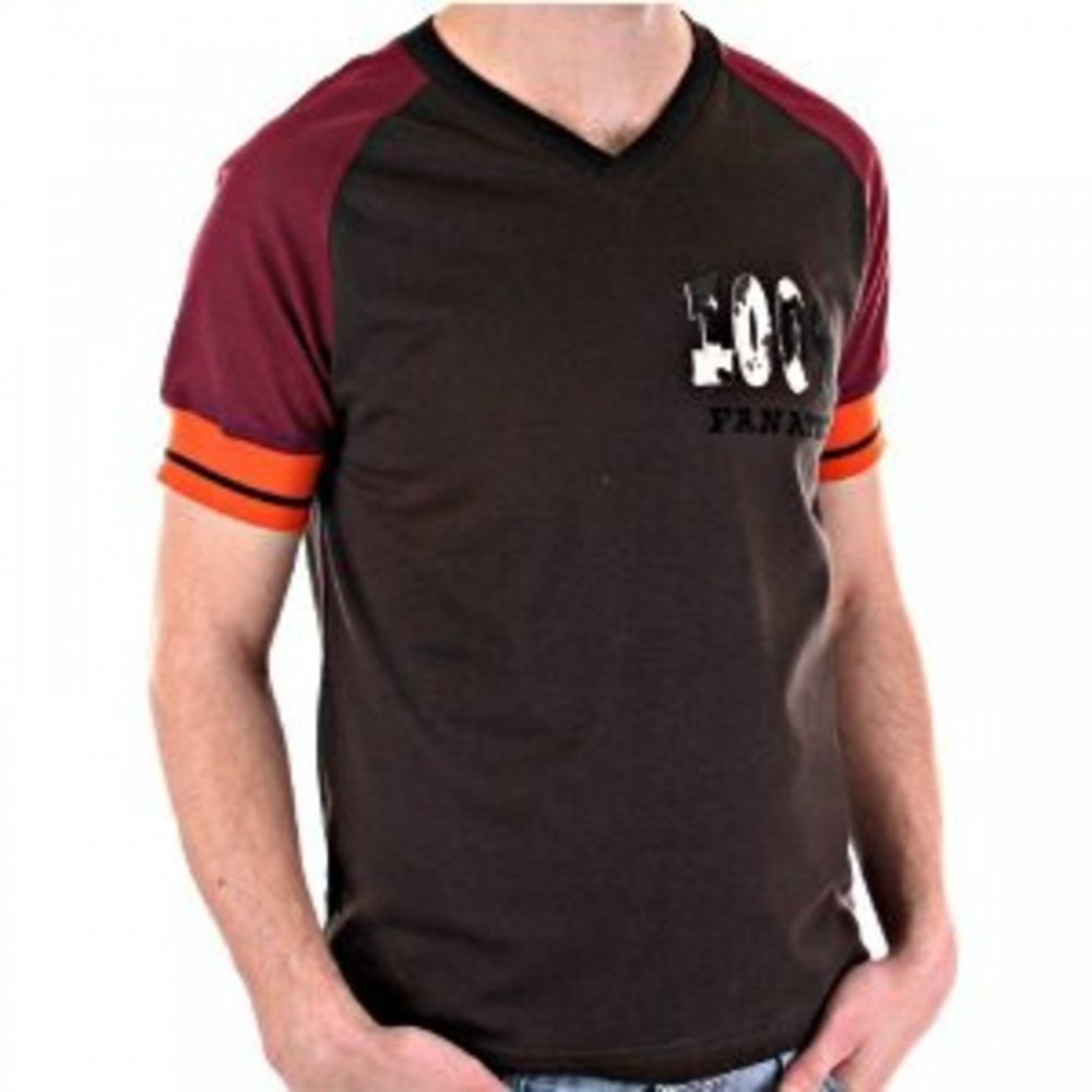Brown Short Sleeve V Neck Slim Fit T-Shirt