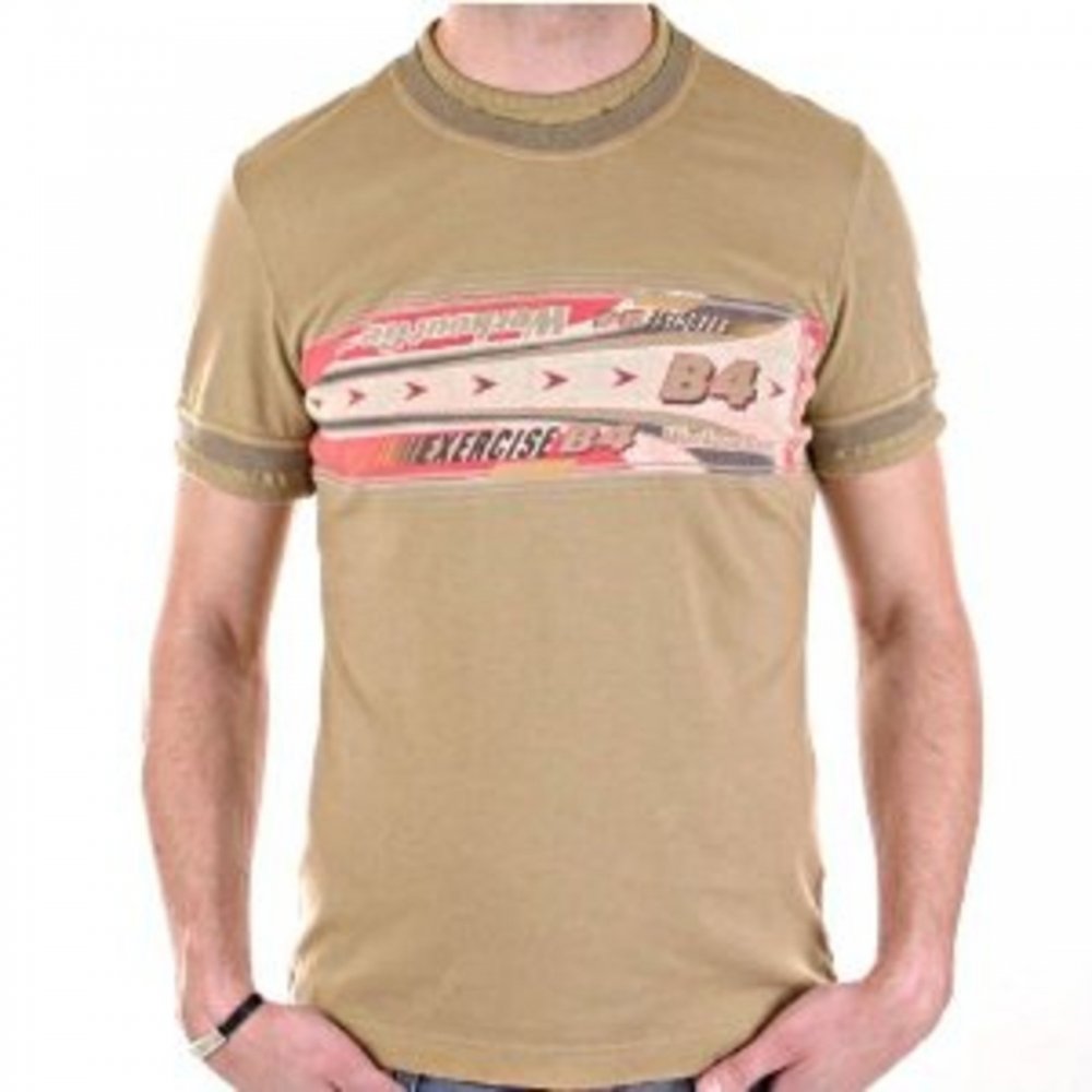Washed Khaki Crew Neck Short Sleeve Slim Fit T-Shirt