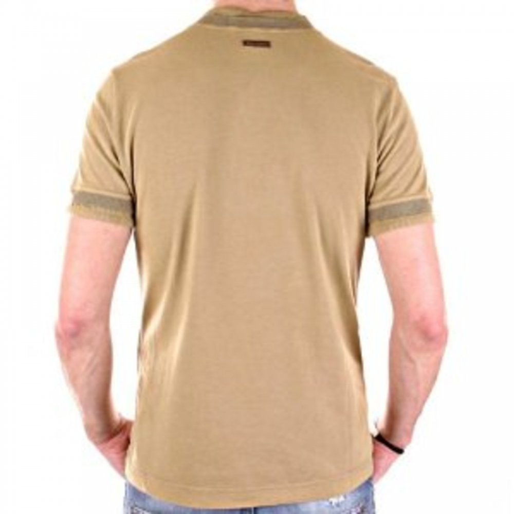 Washed Khaki Crew Neck Short Sleeve Slim Fit T-Shirt