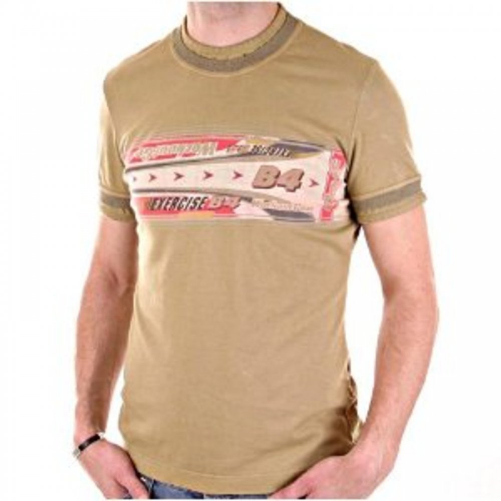 Washed Khaki Crew Neck Short Sleeve Slim Fit T-Shirt