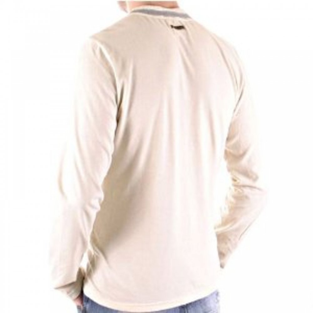 Washed Stone Crew Neck Long Sleeve Slim Fit T-Shirt