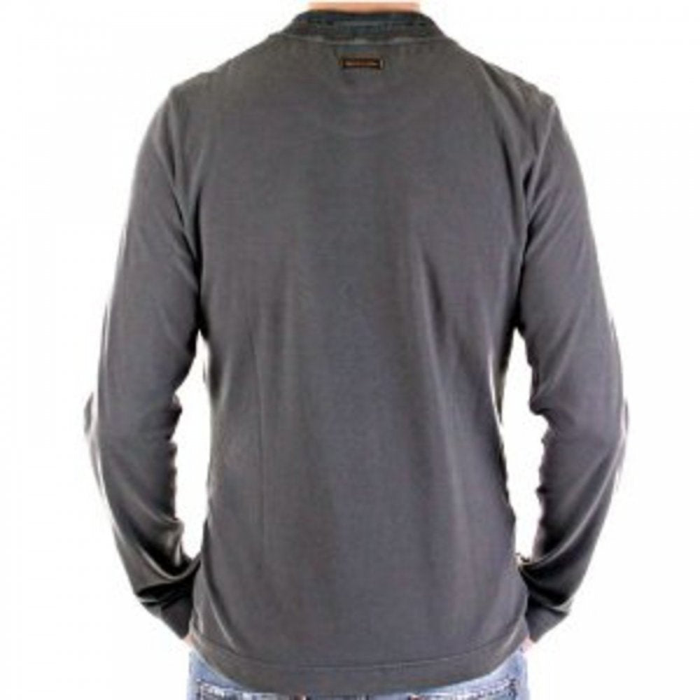 Washed Green Long Sleeve Slim Fit T-Shirt